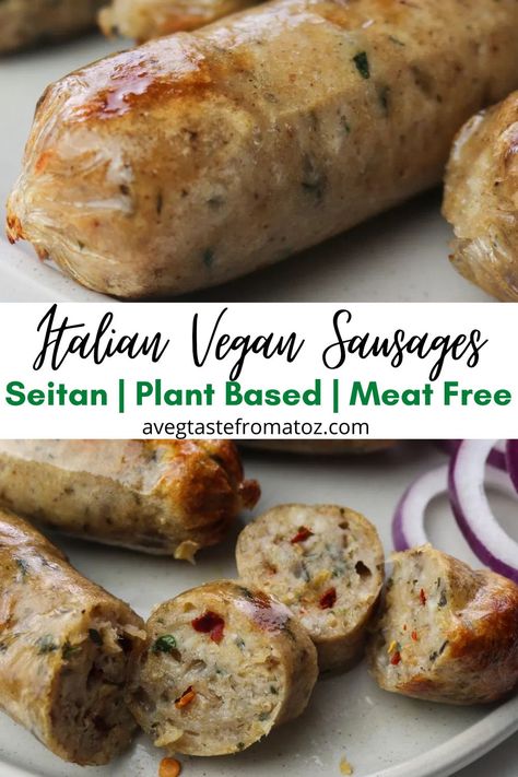 Vegan Sausage Recipe, Vegan Meat Recipe, Vegan Meat Substitutes, Cowboy Copper, Seitan Recipes, Mom Cut, Vegan Italian, Vegan Sausage, Homemade Sausage