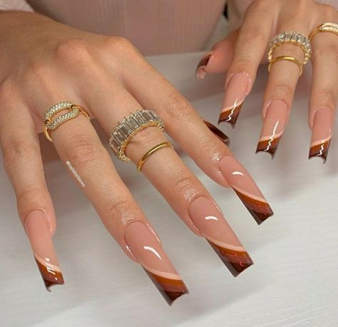 Manicured Nails, Brown Acrylic Nails, Long Acrylic Nail Designs, Classy Acrylic Nails, Long Acrylic Nails Coffin, Acrylic Nails Coffin Pink, Long Square Acrylic Nails, Bling Acrylic Nails, Neutral Nails