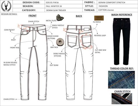 Denim Tech Pack, Fashion Technical Sheet, Jeans Tech Pack, Denim Technical Drawing, Jeans Technical Drawing, Jeans Sketch, Tech Pack Fashion, Fashion Tech Pack, Denim Pocket Details