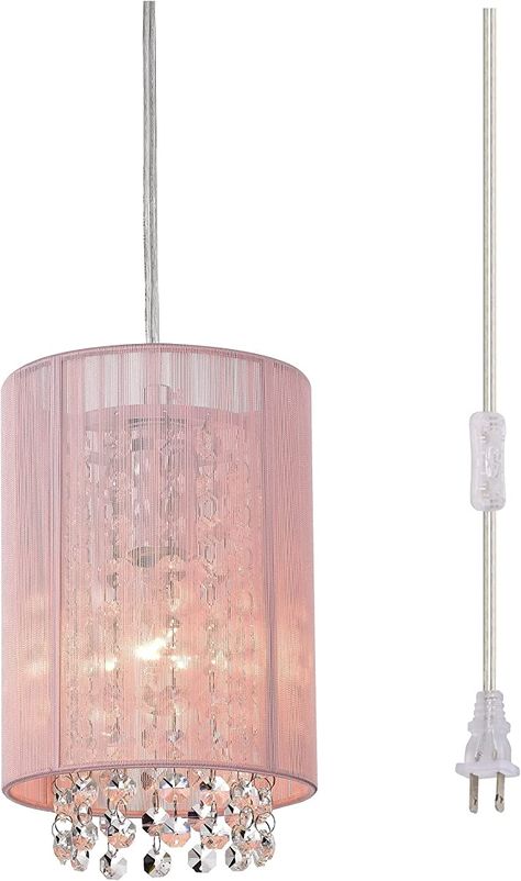 Plug In Pendant Lights, Girls Chandelier, Girls Room Chandelier, Pink Pendant Light, Pink Crystal Chandelier, Plug In Hanging Light, Plug In Chandelier, Girls Lamp, Pendant Light Cord