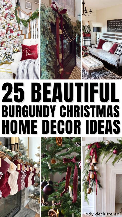 25 Beautiful Burgundy Christmas Home Decor Ideas Dark Green And Dark Red Christmas Tree, Christmas Tree Burgundy And White, Neutral And Burgundy Christmas, Burgundy And Emerald Christmas Tree, Gold And Burgandy Christmas Tree, Green And Burgundy Christmas Decor, Burgundy And Cream Christmas Tree, Burgundy Xmas Decor, Burgundy Theme Christmas Tree