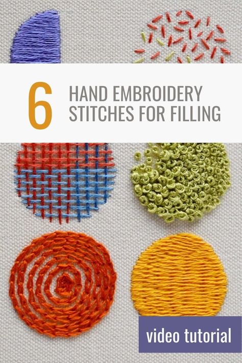 Six Hand Embroidery Stitches for Filling - hand embroidery video tutorial Embroidery Video, Stitching On Paper, French Knot Stitch, Long And Short Stitch, French Knot Embroidery, Miniature Embroidery, Crochet Bedspread Pattern, Chain Stitch Embroidery, Redwork Embroidery