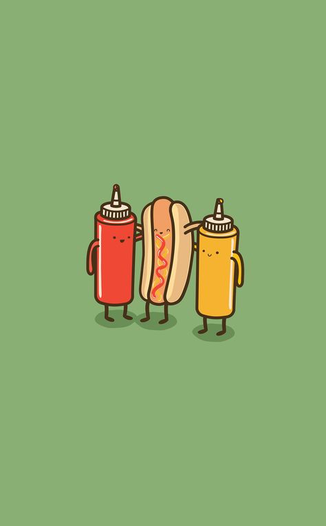 Tag the mustard and ketchup to your hot dog in honor of #nationalsiblingsday Hot Dog Wallpaper, Hot Dog Aesthetic, Hot Dog Art, Hot Dog Illustration, Hot Dog Drawing, Hot Dog Cartoon, Dog Wallpaper Iphone, Hot Diggity Dog, Coffee Doodle