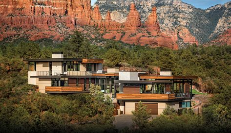 #sedona #arizona #homes #modern #design #moderndesign #prettyhouses #houses #contemporaryhomes Sedona Arizona Houses, Modern Arizona Home, Sedona Homes, Sedona House, Sedona Home, Getaway House, Oasis Springs, Arizona Homes, Arizona House