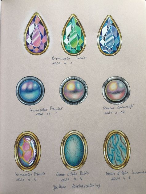 Jewel Drawing, Gem Drawing, Magic Runes, Gem Tattoo, Pencil Techniques, Crystal Drawing, Jewelry Rendering, Reference Pics, Colored Pencil Artwork