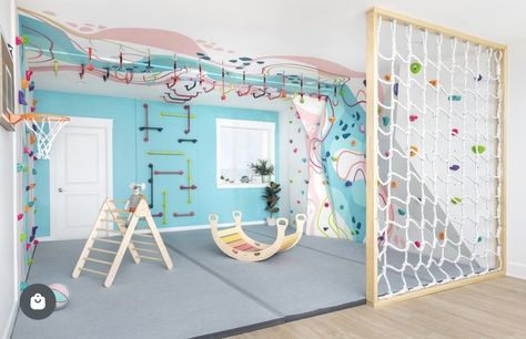 Game Room Toys, Epic Playroom, Active Playroom Ideas, Indoor Playground Basement, Diy Indoor Playground, Indoor Playground Diy, Sensory Kids Room, Cool Playroom Ideas, Active Playroom