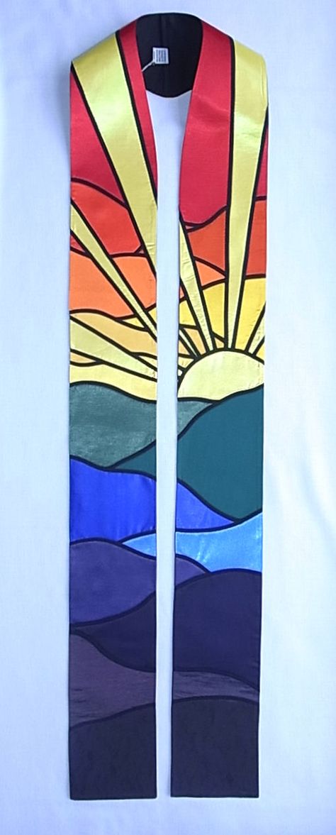 Stoles – Ministers & Priests :: Contemporary Vestments Liturgical Stoles, Painted Warp, Church Banners Designs, Priest Stole, White Stole, Worship Art, Clergy Stoles, Stained Glass Quilt, Church Attire