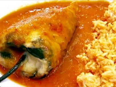 Chiles Rellenos Recipe | Marcela Valladolid | Food Network Chili Relleno Recipe, Stuffed Chili Relleno Recipe, Diners Drive Ins And Dives, Chile Relleno Recipe, Rellenos Recipe, Chili Relleno, Authentic Mexican Recipes, Chile Relleno, Rice Dish