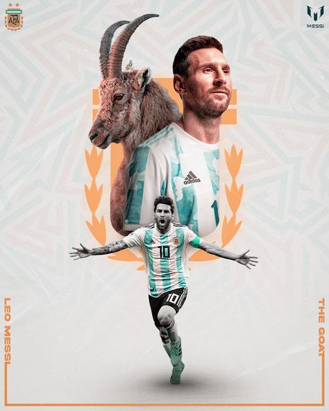 Goat Football, Messi Logo, Messi The Goat, Messi Goat, Football Posters, Sport Poster Design, Football Poster, Leo Messi, Khalid