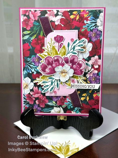 Stampin’ Up! Sneak Peek – Regal Flora Missing You Card Regal Winter Su, Su Regal Flora, Regal Flora Su, Su Mini Catalog 2024, Stampin Up Holiday Mini Catalog 2024, Stampin Up Regal Winter, Stampin Up Regal Flora, 2024 Ideas, Flower Paper