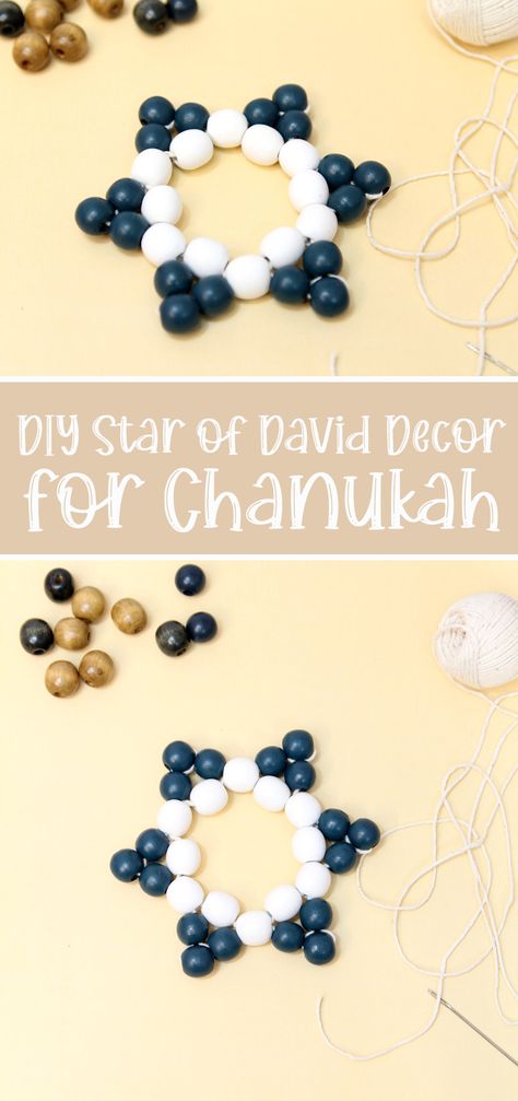 Wooden Beaded Star of David Craft Natal, Star Of David Craft, David Craft, Intermediate Art, Beaded Bracelet Diy, Diy Hanukkah, Jewish Crafts, Beaded Star, Pretty Crafts