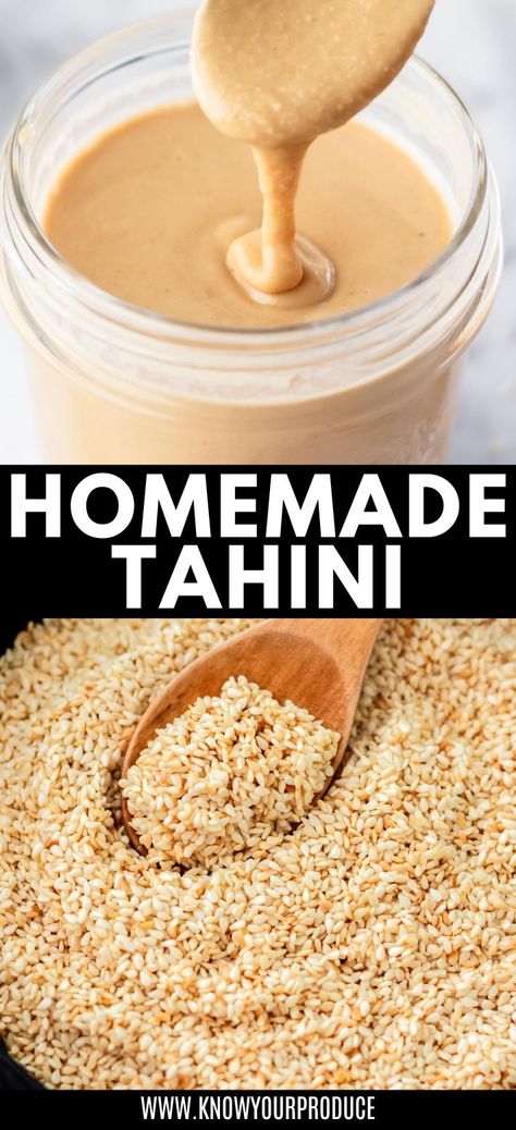 Our quick and easy homemade tahini recipe uses only two ingredients, sesame seeds and oil. Perfect for hummus, dips, and spreads. How To Make Tahini At Home, Homemade Tahini Recipe, Diy Tahini, Beef Kofta Recipe, Diy Condiments, Tahini Sauce Recipe, Dips And Spreads, Homemade Tahini, Tahini Recipe