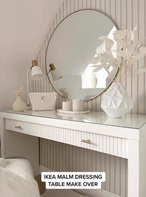 Ikea Dressing Table, Dressing Table Ideas, Ikea Malm Dressing Table, Malm Dressing Table, Dressing Table Modern, Small Dressing Rooms, Ikea Vanity, Dressing Table Decor, Table Organizer