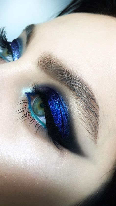 Shop Our Best Selling Lash Kit For FREE (Only For The First 100 orders!) Blue Vampire Makeup, Blue Alternative Makeup, Black And Blue Makeup, Colorful Goth Makeup, Dark Blue Eye Makeup, Blue Goth Makeup, Blue Smoky Eyes, Eye Makeup For Small Eyes, Dark Blue Makeup