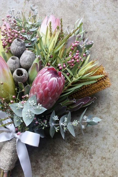 Autumn Wedding Bouquet Australia, Native Bouquet, Australian Autumn, Wedding Australia, Protea Wedding, Protea Bouquet, Gorgeous Bouquet, Gum Leaves, Australian Natives