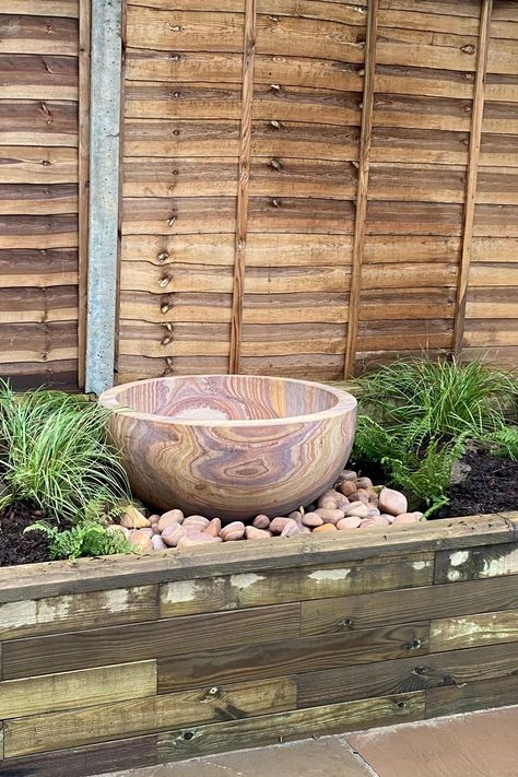 Raised Bed Water Feature, Small Side Patio, Side Patio, Garden Water Feature, Water Features In The Garden, Landscaping Company, Brighton And Hove, Raised Bed, Water Feature