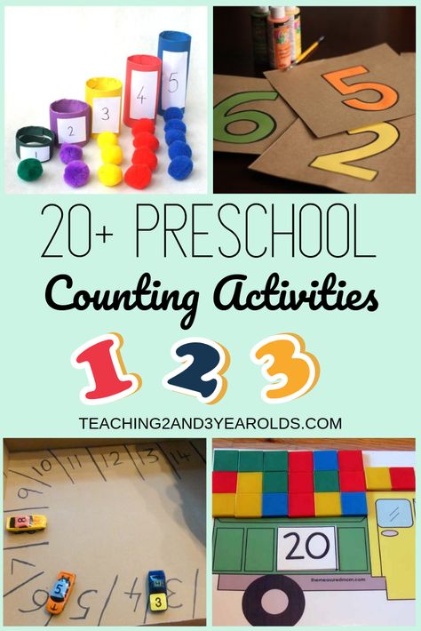 It's easy to put together preschool counting activities. I'm sharing over 20 math ideas that can easily be done in school or at home! #math #numbers #counting #home #homeactivity #school #education #preschool #3yearolds #4yearolds #teaching2and3yearolds Montessori, Home School Ideas Preschool, Pre Reading Activities Preschool, Math Activities Preschool Counting, Preschool Counting Activities, Counting Activities For Preschoolers, Preschool Math Activities, Asd Activities, Prek Homeschool