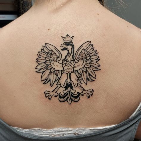 Polish Eagle Tattoo Women, Eagle Tattoo Simple, Polish Tattoo Ideas, Polish Eagle Tattoo, Eagle Back Tattoo, Poland Tattoo, Polish Tattoos, Polish Eagle, Monkey Tattoos