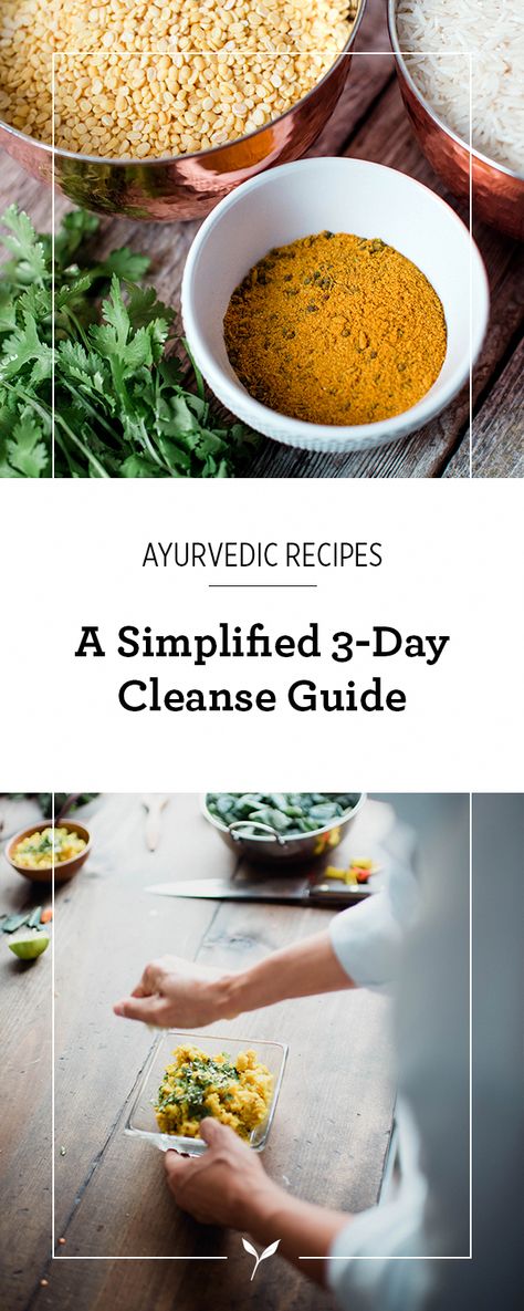 This kitchari cleanse is simple, straightforward, and only three days long. If you're new to cleansing, the three day cleanse is a perfect place to start. Ayurvedic Cleanse Recipes, Ayurvedic Salad Recipes, Kroma Wellness Recipes, Ayurvedic Fall Cleanse, Satvik Lifestyle, Ayurvedic Meal Plan, Easy Ayurvedic Recipes, Ayurveda Soup, Auyerveda Recipes