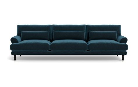 Maxwell Custom Velvet Sofa - Interior Define Interior Define Sofa, Blue Leather Sofa, Blue Velvet Sofa, Custom Sectional Sofa, Custom Sectional, Coastal Living Room, Interior Define, Turned Leg, Sit Back And Relax