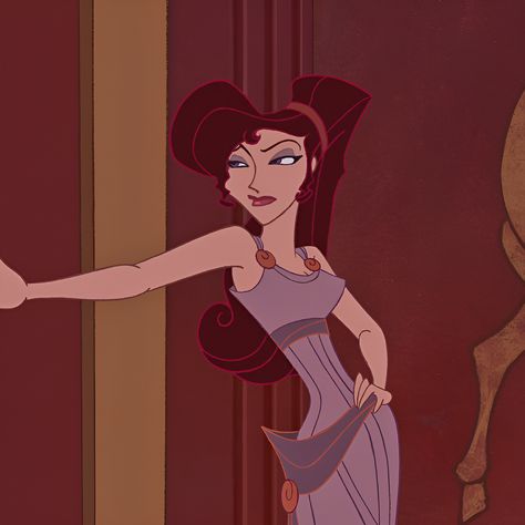 From animated Disney film, “Hercules” (1997). Cute Aesthetic Cartoon Pfp, Meg Dress Hercules, Megan From Hercules, Megan Hercules Aesthetic, Girl Cartoon Characters Disney, My Disney Princess, Meg Hurceles, Famous Female Movie Characters, Red Hair Cartoon Characters Aesthetic