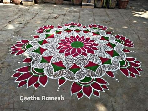 Indian Rangoli Designs Festivals, Marghazhi Kolam, Color Rangoli, Colour Rangoli, Margazhi Kolam, Indian Rangoli Designs, Easy Rangoli Designs Videos, Very Easy Rangoli Designs, Rangoli Designs Photos