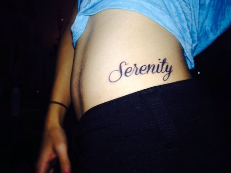 Serenity tattoo Word Tattoo Designs, Serenity Tattoo, Typography Tattoo, Word Tattoo, Stylist Tattoos, Word Tattoos, Tattoo Placement, Tattoos And Piercings, Small Tattoos