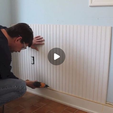 Jon Peters on Instagram: "Amazing how a little wainscoting, bead board and chair rail can change a room. Get a few design and how to ideas on my channel by searching chair rail... link in my bio.  #jonpeters #chairrail #wainscoting #wainscotting #beadboard #molding #howto #diy #diyhomedecor #kitchenremodel" Office Chair Rail Ideas, Beadboard Chair Rail Ideas, Bead Board Walls Office, Bead Board Trim Moldings, Bead Board Wainscoting Ideas, Diy Bead Board Wainscoting, Install Beadboard Paneling, Wallpaper Under Chair Rail, Bathroom Chair Rail Ideas