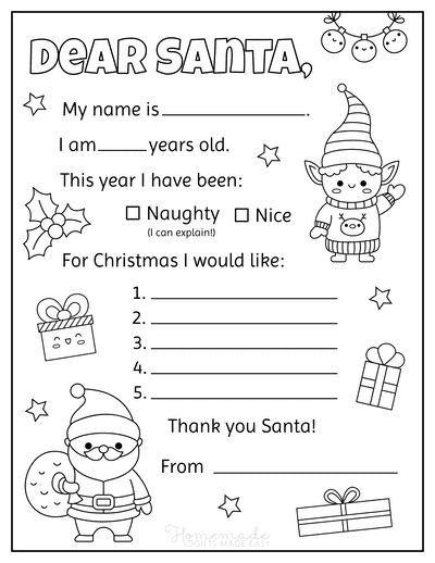 Free Printable Letter to Santa to Color for Preschoolers Santa List Ideas For Kids, Fun Christmas School Activities, Free Printable Letter To Santa Template, Preschool Santa Letters, Skip To My Lou Printables, Kids Letter To Santa Printable, Christmas Lacing Cards, Christmas Prek Worksheets, Christmas Preschool Worksheets Free