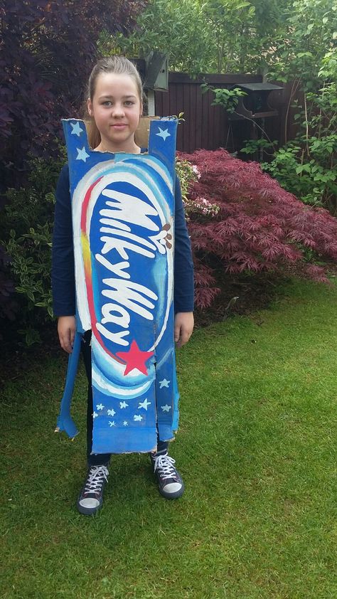 Milky Way  costume, intergalactic  day at school.  Chocolate  bar out of this  world! Out Of This World Costume, Milky Way Costume, Out Of This World Theme Outfit, Space Themed Outfits, Intergalactic Party, Milky Holmes, Space Costume, Camp Bestival, Space Costumes