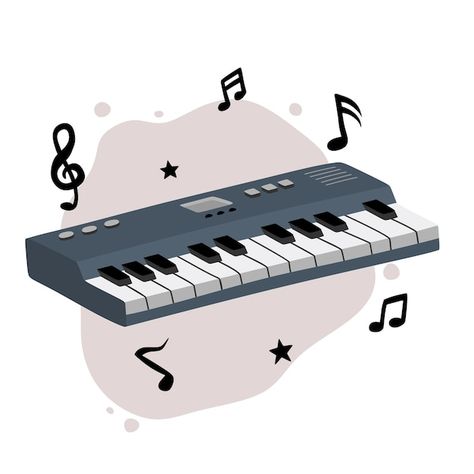 Musical keyboard instrument clipart cart... | Premium Vector #Freepik #vector #piano #piano-keys #piano-keyboard #music-keyboard Cute Piano Drawings, Gambar Piano, Piano Keyboard Drawing, Instrument Clipart, Piano Images, Cartoon Piano, Cartoon Keyboard, Piano Clipart, Music Mural