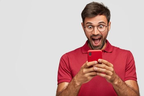 Man On Phone, Thinking Pose, Banner Template Photoshop, Thumbnail Photo, Excited Face, Man Posing, Surprise Face, Phone Photo, Amazing Man