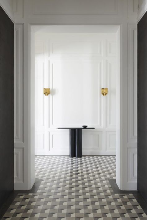 Discover The Saint James Apartment in Paris by Joseph Dirand Joseph Dirand Interiors, Patterned Flooring, Joseph Dirand, Entry Way Design, Design Apartment, Paris Apartments, White Rooms, Floor Patterns, Home Design Decor