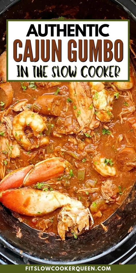 Crockpot Cajun Gumbo, Slow Cooker Seafood Gumbo, Gumbo Slow Cooker Recipes, Crock Pot Gumbo Recipe, Gumbo Recipe Authentic Crockpot, Gumbo Crockpot Slow Cooker, Seafood Gumbo Recipe Crockpot, Crockpot Gumbo Recipe Slow Cooker, Crockpot Seafood Gumbo