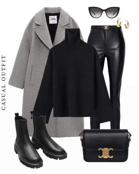 Grey Coats Outfit, French Fashion Fall 2024, Zara Outfit Inspiration, London January Outfit, 2024 Outfit Ideas, Outfits With Coats, Winter Outfit Work, Paris Style Outfits, Outfit Winter Ideas