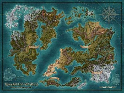 Nameless World Commission Map | Inkarnate - Create Fantasy Maps Online Rpg World Map, Fantasy City Map, Rpg World, Dnd World Map, World Map Design, Map Making, Fantasy World Map, Writing Fantasy, Fantasy Maps