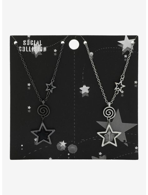 Black Star Jewelry, Matching Jewelry For Best Friends, Star Swirl, Best Friend Matching, Matching Stuff, Aesthetic Artsy, Star Shopping, Flower Rainbow, Best Friend Necklace