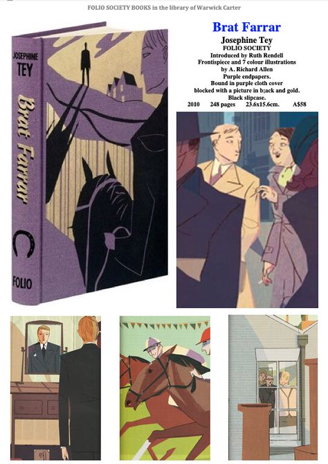 Brat Farrar by Josephine Tey - FOLIO SOCIETY Josephine Tey, Folio Society, Beautiful Books, Books, Movie Posters, Art, Film Posters