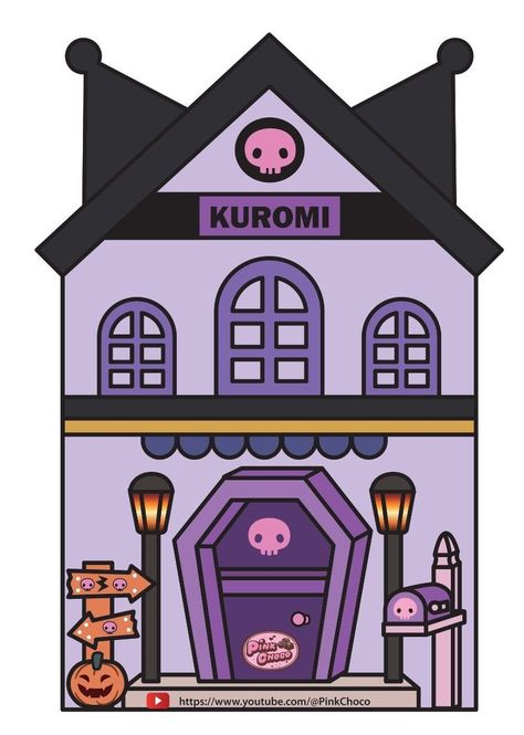 Kuromi Doll House, Sanrio House Paper, Kuromi House Paper, Kuromi Paper Doll House, Diy Hello Kitty Crafts, Kuromi House, Diy Kuromi, Paper House Printable, Printable Paper Toys Templates