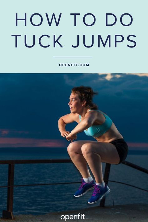 The tuck jump — aka jumping knee tucks — can help you bust through a fitness plateau, dominate your next pick-up game, or just spice up your typical gym routine. #tuckjump #jumpingkneetucks Knee Tucks, Tuck Jumps, Just Spices, Knee Up, Gym Routine, Build Strength, Workout Moves, Fit Board Workouts, Health And Fitness Tips