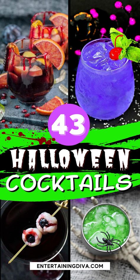 47 Of The Best Spooky Halloween Cocktails | Drinks Halloween Martini, Easy Halloween Cocktails, Halloween Alcohol, Spooky Cocktails, Halloween Jello Shots, Halloween Jello, Gothic Gloves, Whipped Cream Vodka, Apple Cocktail