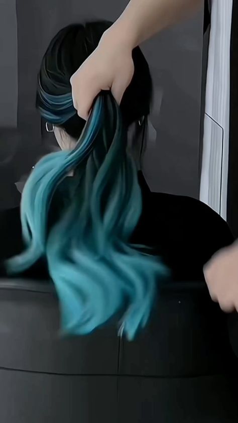 Balayage #mint xanh | Instagram Brunette Blue Balayage, Black Hair With Blue Highlights, Mint Hair Color, Color For Black Hair, Hair Styles For School, 2a Hair, Styles For School, Blue Hair Highlights, Hair Styles For Long Hair