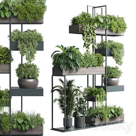 Download Link: https://3ds-max.org/plant/plants/standing-metal-shelf-with-a-set-of-plants-in-wooden-and-metal-boxes-267-3d-model-free-download/ Vertikal Garden, Vertical Planting, Muskoka Cottage, Labyrinth Design, Metal Shelf, 3ds Max Models, Small Space Gardening, Plant Shelves, Metal Shelves