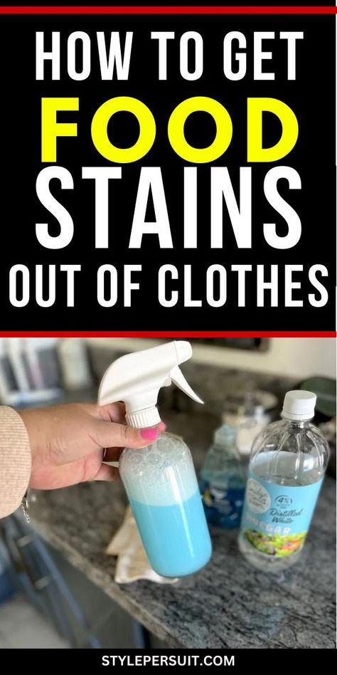 Food stains on clothes are a common nuisance that can leave you feeling frustrated. Whether it's a splash of spaghetti sauce or a dribble of coffee, dealing with these stains promptly and effectively is essential to preserving your clothing's appearance. Click to discover practical solutions to help you tackle food stains and restore your garments to their pristine condition. Stains Out Of Clothes, Stain Remover Clothes, Diy Stain Remover, Stain Removal Guide, How To Wash Shoes, Stain On Clothes, Laundry Stains, Diy Home Cleaning, Food Stains