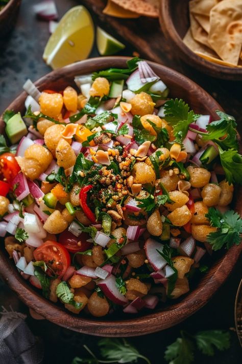 Indian Street Food Chaat Salad is a delicious and nutritious choice for any mealtime! 🥗🇮🇳 Made with fresh vegetables, tangy chutneys, and crunchy sev, this salad is a delightful blend of vibrant flavors and diverse textures. Quick to prepare and bursting with zesty goodness, Indian Street Food Chaat Salad is perfect for a refreshing snack or a satisfying light meal. 😋🌿 #IndianChaatSalad #StreetFoodFlavors #HealthyEating #VibrantMeals Chaat Salad, Chaat Indian, Indian Salads, Refreshing Snacks, Delicious Seafood Recipes, Tamarind Chutney, Green Chutney, Indian Street, Chaat Masala