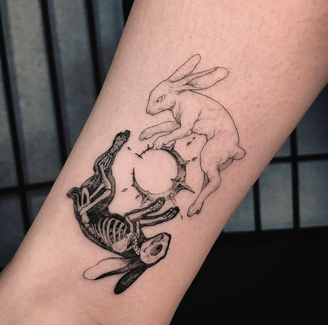 Esoteric Tattoo, Alchemy Tattoo, 16 Tattoo, Petit Tattoo, Bunny Tattoos, Rabbit Tattoos, Dream Tattoos, Dope Tattoos, Tattoo Design Drawings