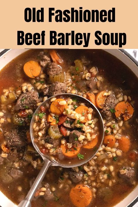 Healthy Beef And Barley Soup, Soup Inspiration, Beef Barley Stew, Cottage Cafe, Beef And Barley Soup, Barley Stew, Barley Soup Recipe, Beef And Barley, Soup Sandwich