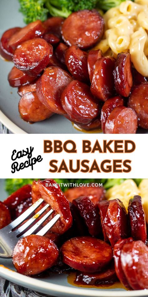 Baked BBQ Sausage Essen, Easy Weeknight Dinners Aldi, Baked Easy Recipes, Aldi Dinner Ideas, Bbq Sausage, Sausage Recipes For Dinner, Smoked Sausage Recipes, Fast Dinner Recipes, Sausage Recipe