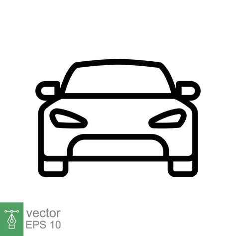 Logo Of Cars, Car Line Illustration, Car Front View Drawing, Car Drawing Simple, Car Line Drawing, Simple Car Drawing, Car Symbol, Car Brand Logo, Car Outline