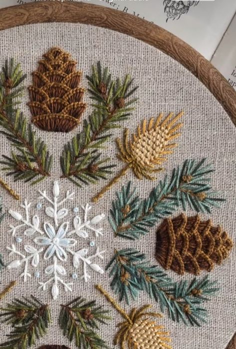 Modern Hand Embroidery Patterns, Modern Hand Embroidery, Snowflake Embroidery, Winter Embroidery, December 22, Christmas Embroidery, Hand Embroidery Patterns, Winter Wreath, Embroidery Tutorials